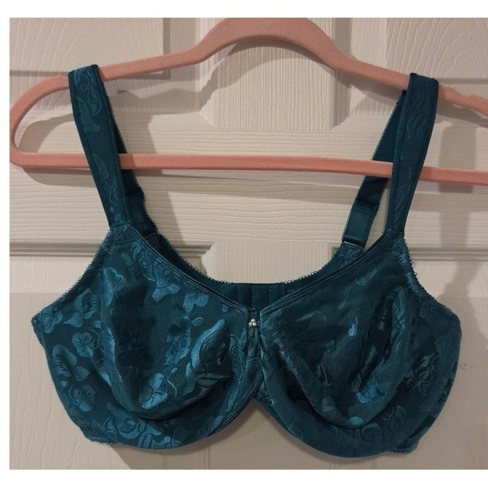 Wacoal Awareness Underwire Bra 40D Teal Floral Jacquard Full Coverage 85567